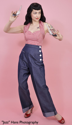1940's fashion denim trousers